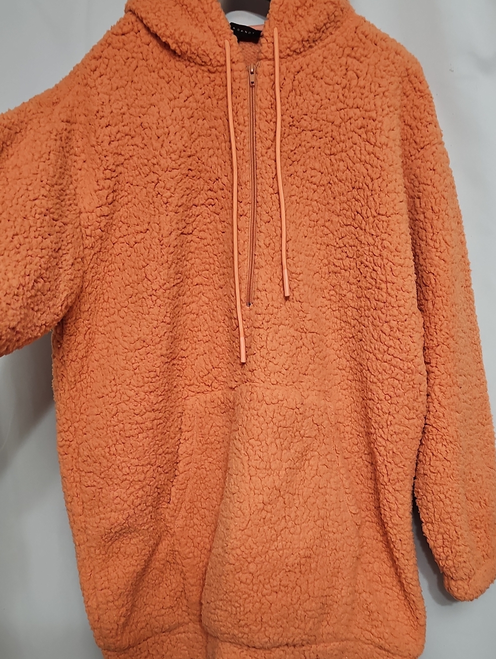 Oversized TeddyBear Sweater Dress Jacket Hooded Peach Size Large New